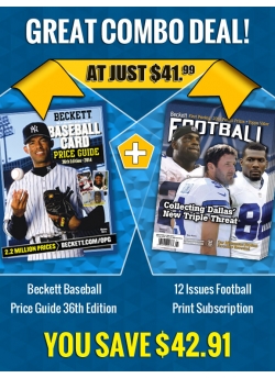 Beckett Baseball Price Guide 36th Edition PLUS 12 Issues Football Print Subscription